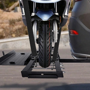 Hitch Mount Motorcycle Carrier Dirt Bike Scooter Carrier with Loading Ramp Wheel Lock 2" Receiver - Luckyermore